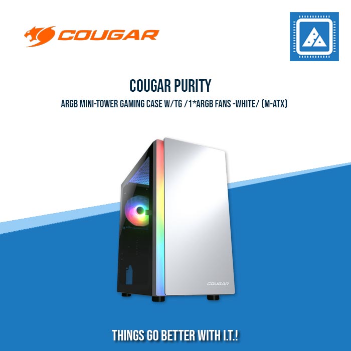 COUGAR PURITY ARGB MINI-TOWER GAMING CASE W/TG /1*ARGB FANS - BLACK/WHITE COUGAR PURITY ARGB MINI-TOWER GAMING CASE W/TG /1*ARGB FANS - BLACK/WHITE